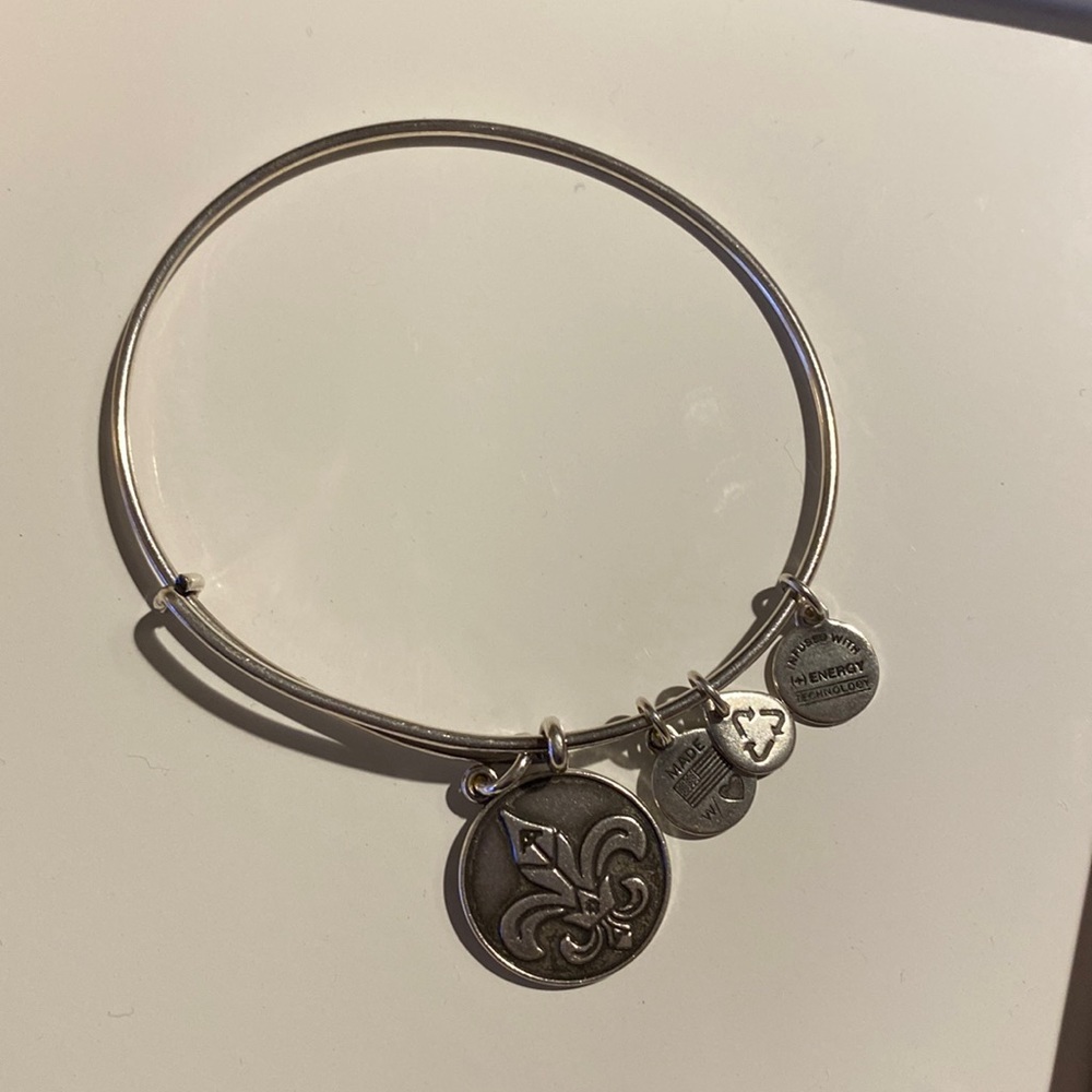 Alex and Ani Fleur de Lis silver bracelet